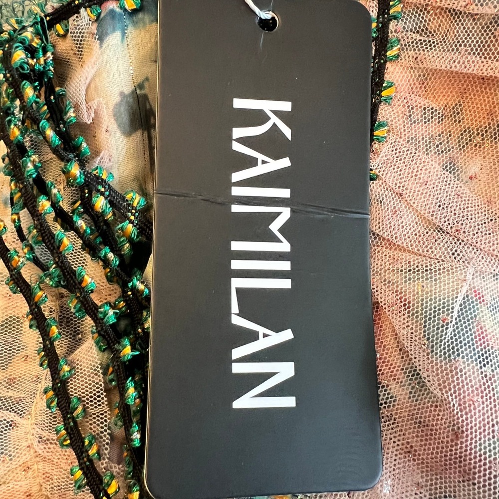 KAIMILAN Tiered Midi Dress Cotton Mesh Floral Beaded Cottagecore Fairycore 2 - Picture 4 of 11